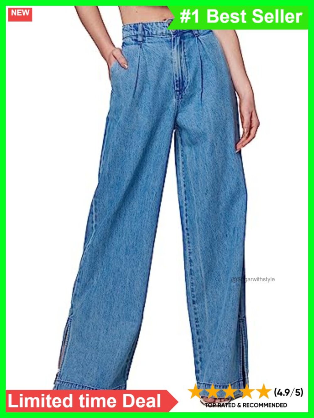 Pleated Denim Jeans Trouser